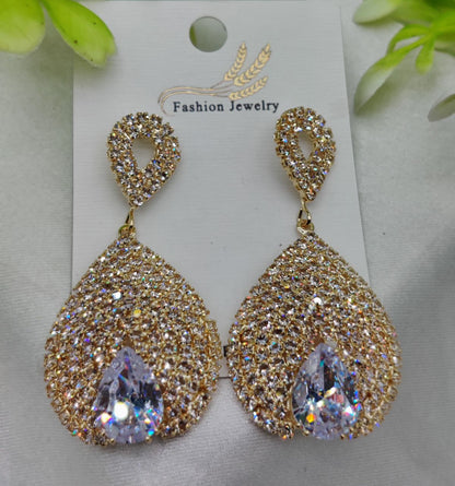 Luxurious Teardrop Crystal Earrings with Pave Detailing Earrings