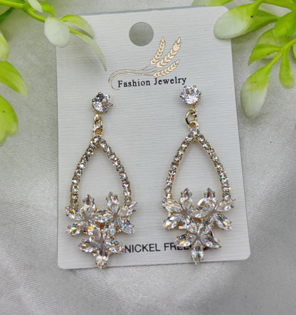 Imported Elegant Crystal Floral Drop Earrings