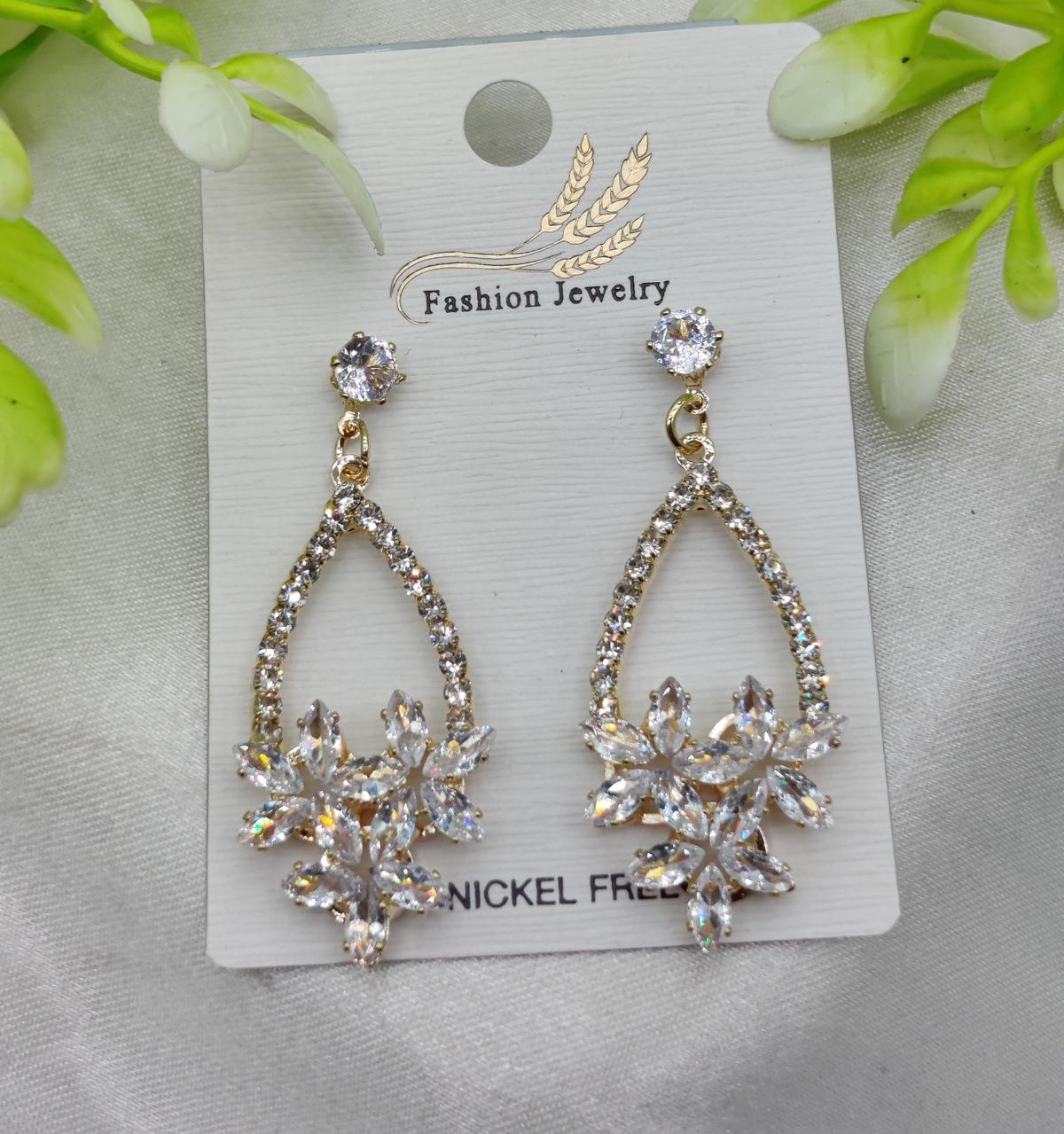 Imported Elegant Crystal Floral Drop Earrings