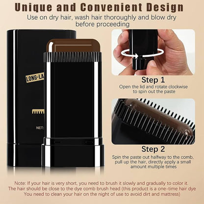 Water And Sweat Proof Hair Comb Dye Long Lasting Easy To Use Safe And Effective Hair Coloring Solution - Black